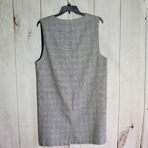 VINTAGE 90's GRUNGE ACADEMIA DRESS BLACK WHITE HOUNDSTOOTH PLUS SIZE 14 - Picture 4 of 7